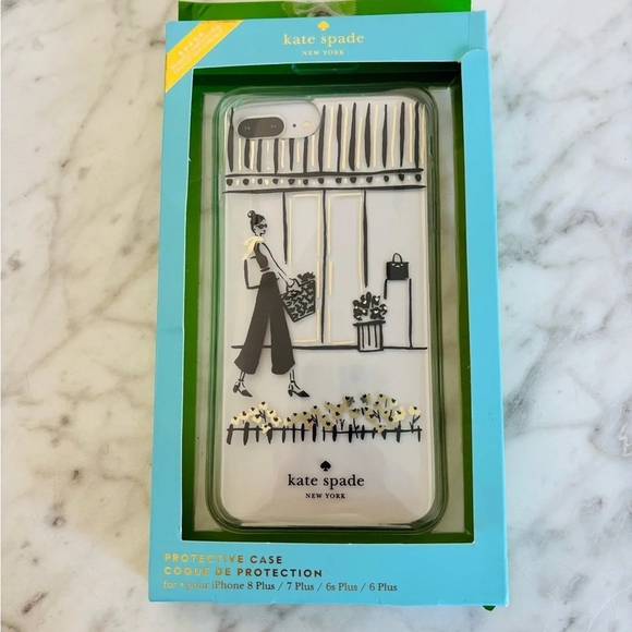 Kate Spade Black and White Market Stroll iPhone case - Picture 2 of 4